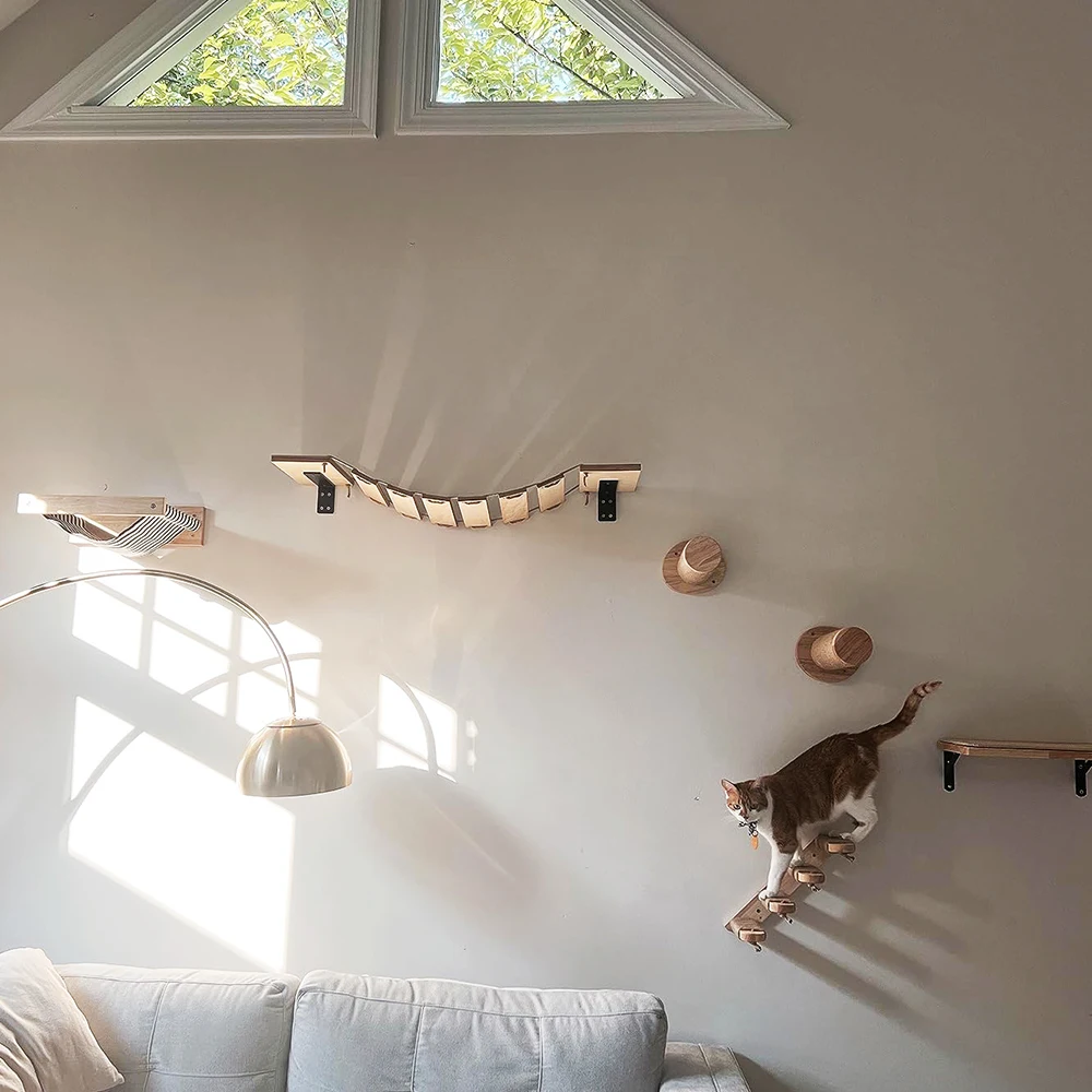 Conjunto de marco de escalada para gatos de pared, columna de molienda de garra de sisal, escalera de escalada, personalización del espacio de actividad vertical para gatos - imagen 3