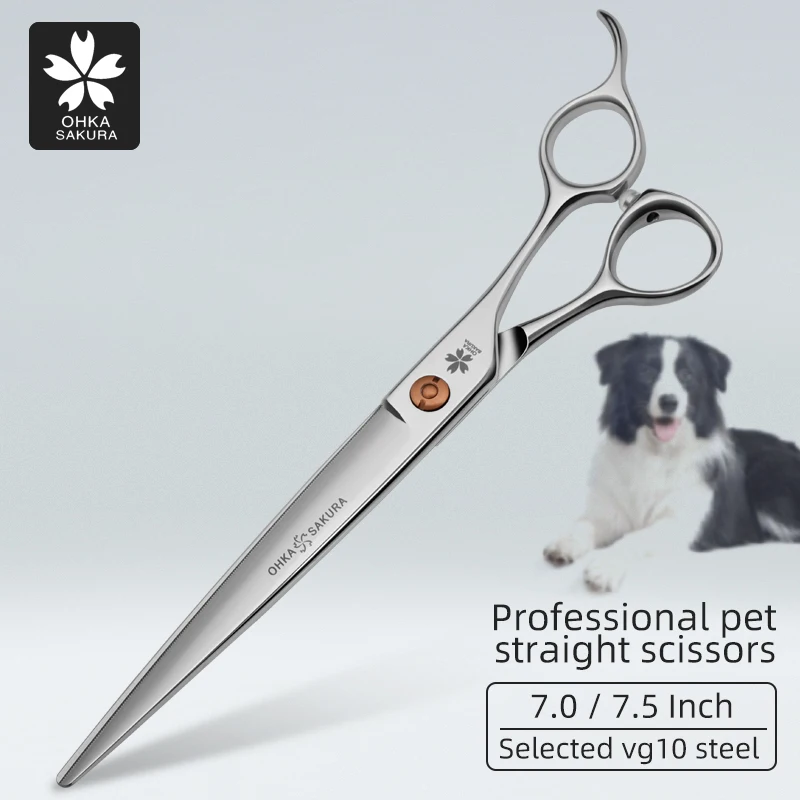 Tijeras profesionales de belleza para peluquería, cizalla directa, tornillo de oro rosa, Material Vg10 doméstico, 7,0, 7,5