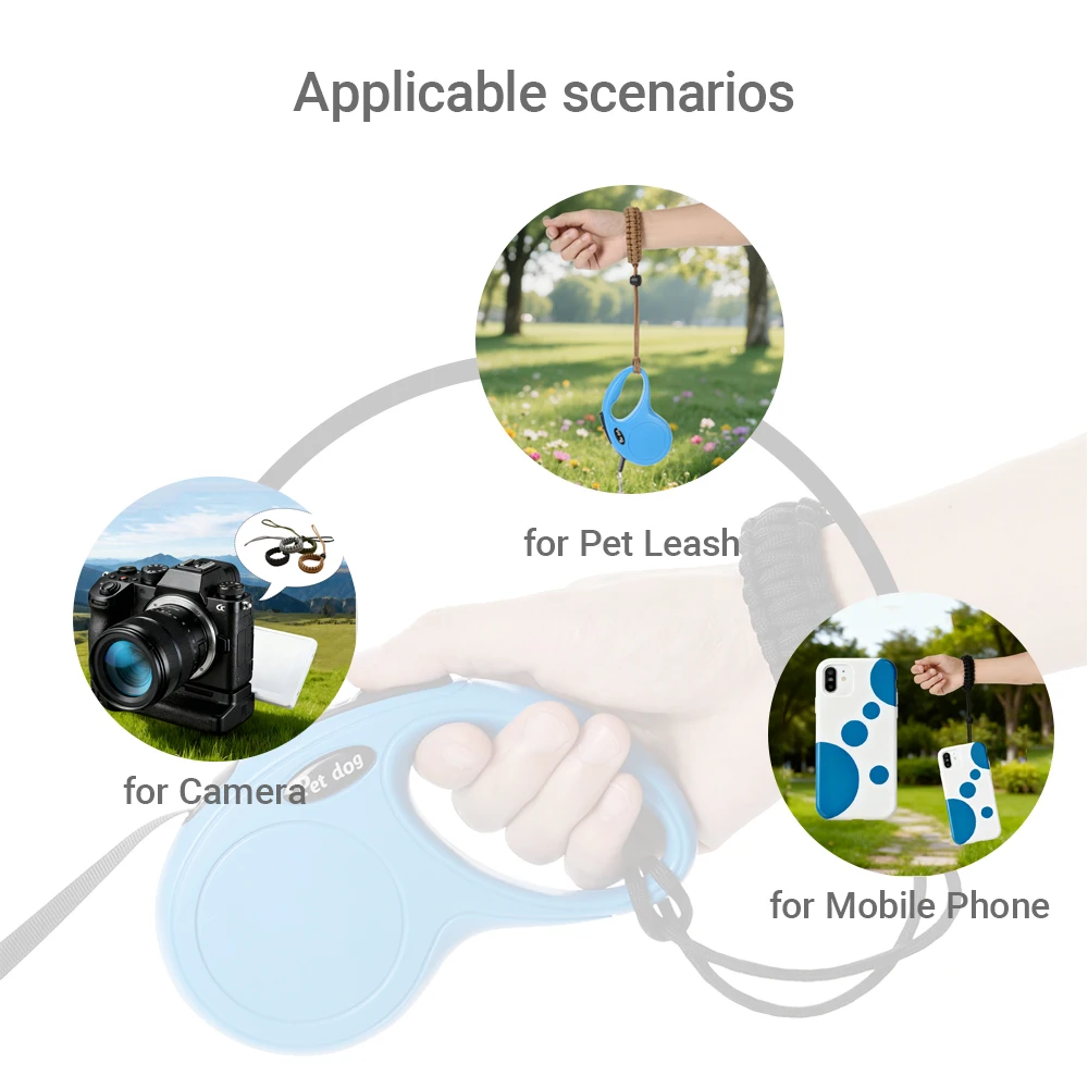 Correa de muñeca ajustable manos libres para correa retráctil para perros, correas de seguridad antideslizantes para caminar al aire libre, pulsera, accesorios para cachorros - imagen 4