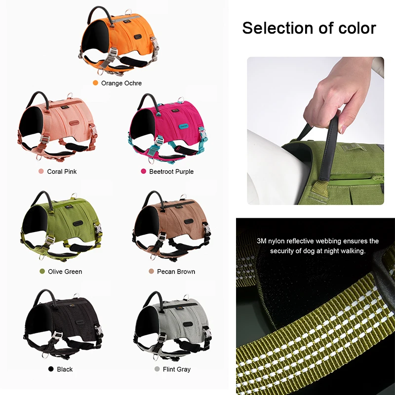 Truelove-mochila para perro con mango táctico ajustable, arnés para mascota, chaleco de cuerpo completo para entrenamiento de senderismo al aire libre, TLB2251 - imagen 3