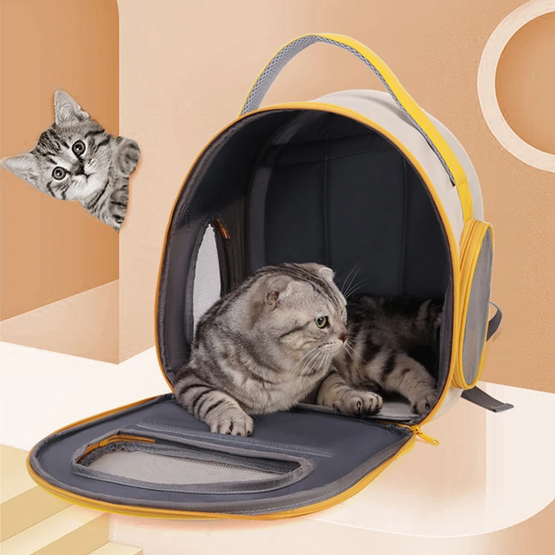 Mochila portátil plegable para gatos, bolso transpirable para mascotas, gran capacidad, suministros para mascotas - imagen 5