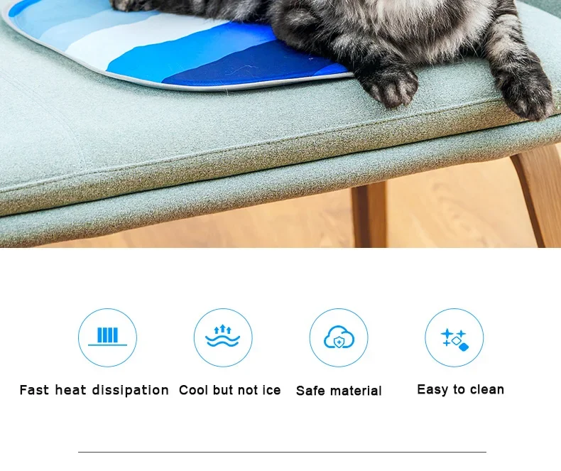 PETKIT-cojín de refrigeración para mascotas, esterilla de verano para camas de perro, almohadilla de Gel de hielo azul para mascotas, Enfriador de seda fría, cama para cachorros y gatos - imagen 3