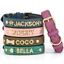 Collar de cuero personalizado con diamantes para perro