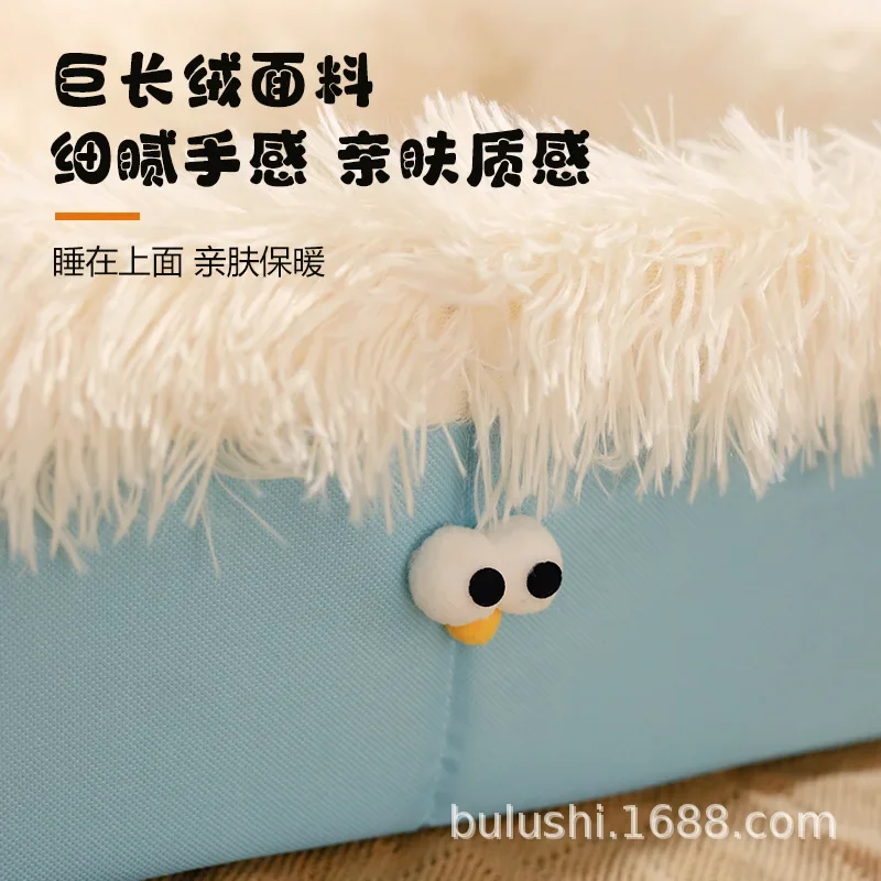 Perrera nido para gatos, nido para mascotas de felpa semicerrado cálido para invierno, suministros para mascotas para las cuatro estaciones - imagen 3