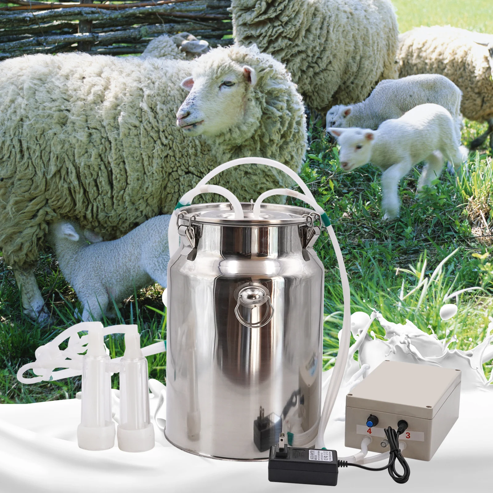 Ordeñadora eléctrica 10L para vacas y ovejas – Bomba de vacío 220V en acero - imagen 4