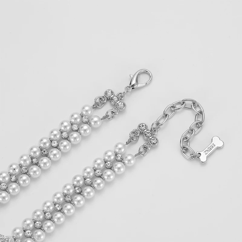 Collar de diamantes para perro mascota, Collar de perlas para cachorro, collares de lujo para boda, Collar de diamantes de imitación para perros y gatos - imagen 5