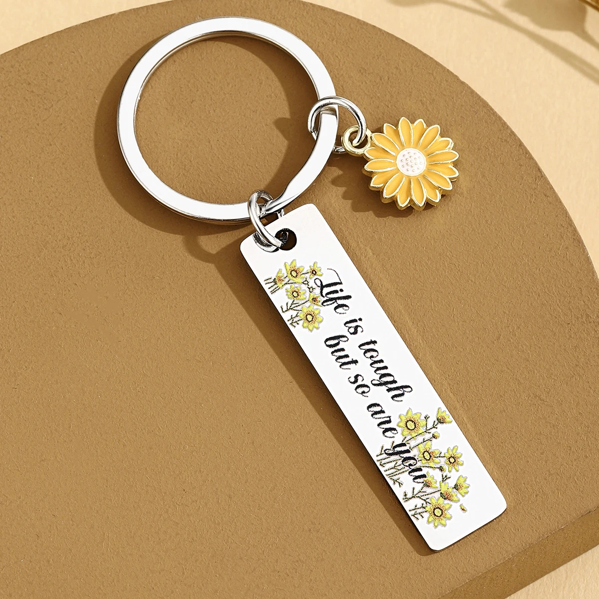 Regalos de girasol para mujer, llavero inspirador de girasol para su estímulo motivacional, regalos de animación positiva - imagen 5