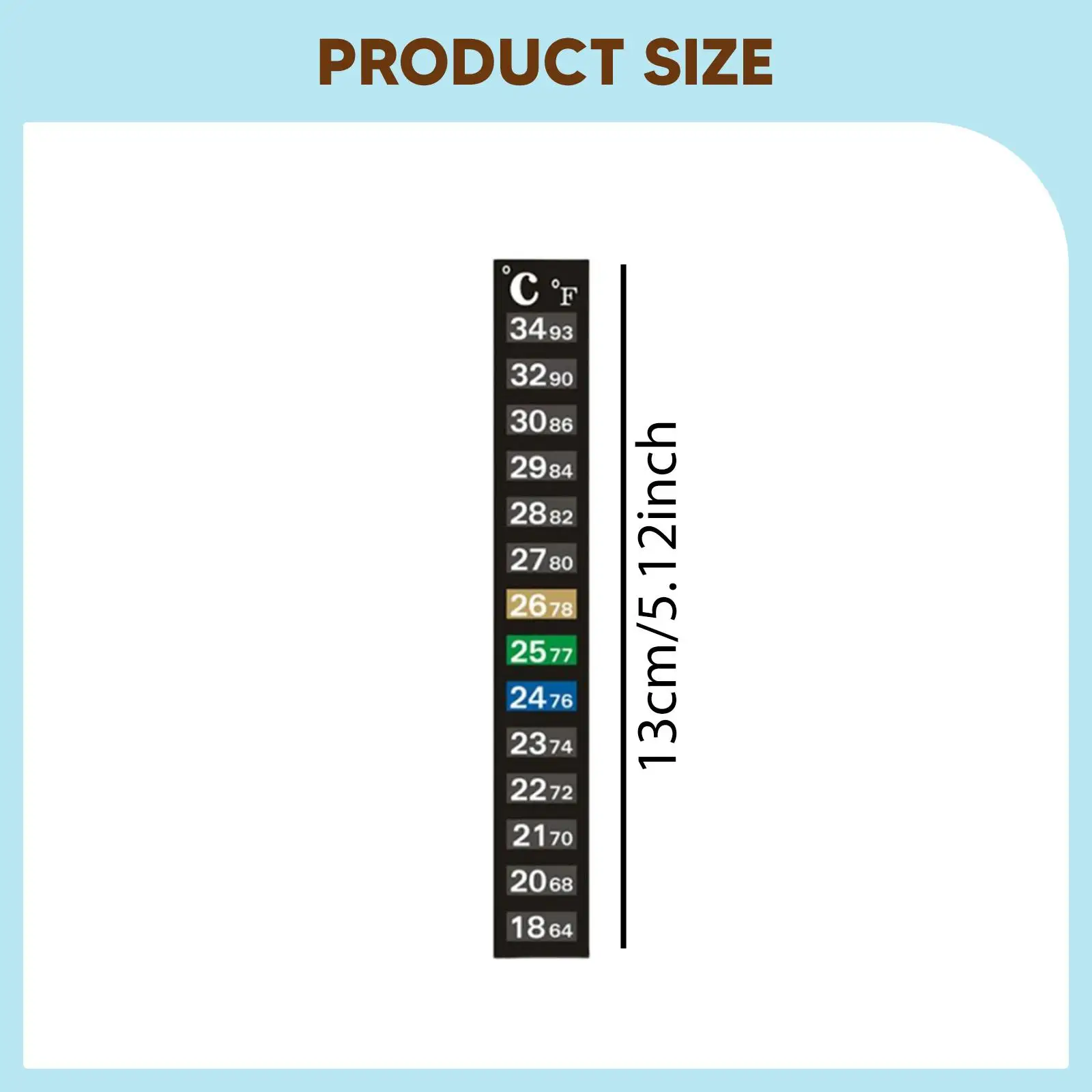 3x Aquarium Thermometer Strips, Easy to Install, 18°C-34°C 64°F-93°F Adhesive Temperature Decals, Fish Tank Thermometer Stickers