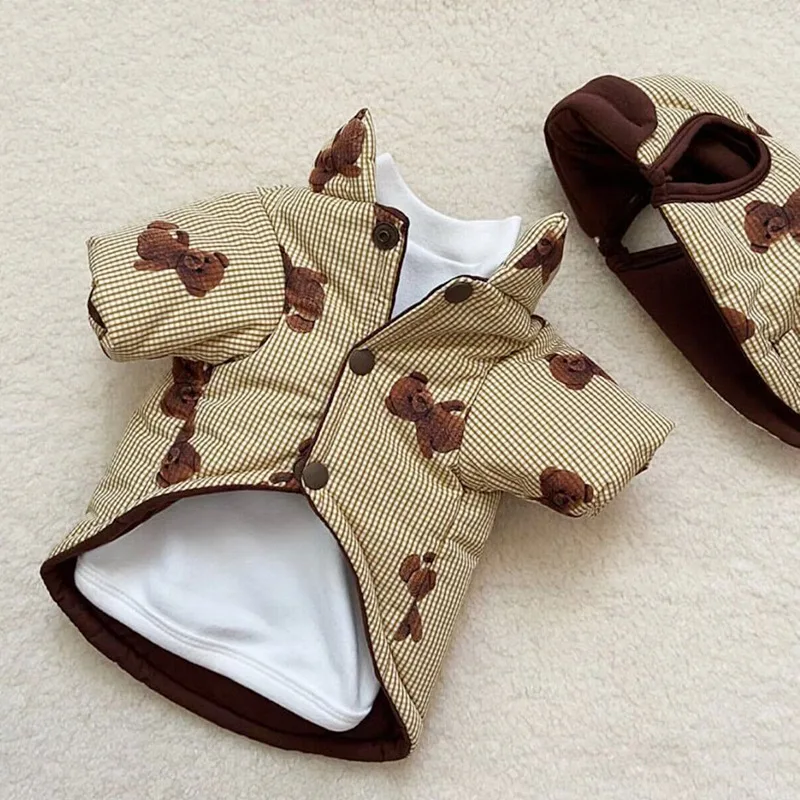 Chaqueta de algodón para mascotas, ropa para perros medianos y pequeños, abrigo de moda con capucha, suéter cálido para gatitos, cachorros, Bulldog, caniche, maltés, Otoño e Invierno - imagen 5