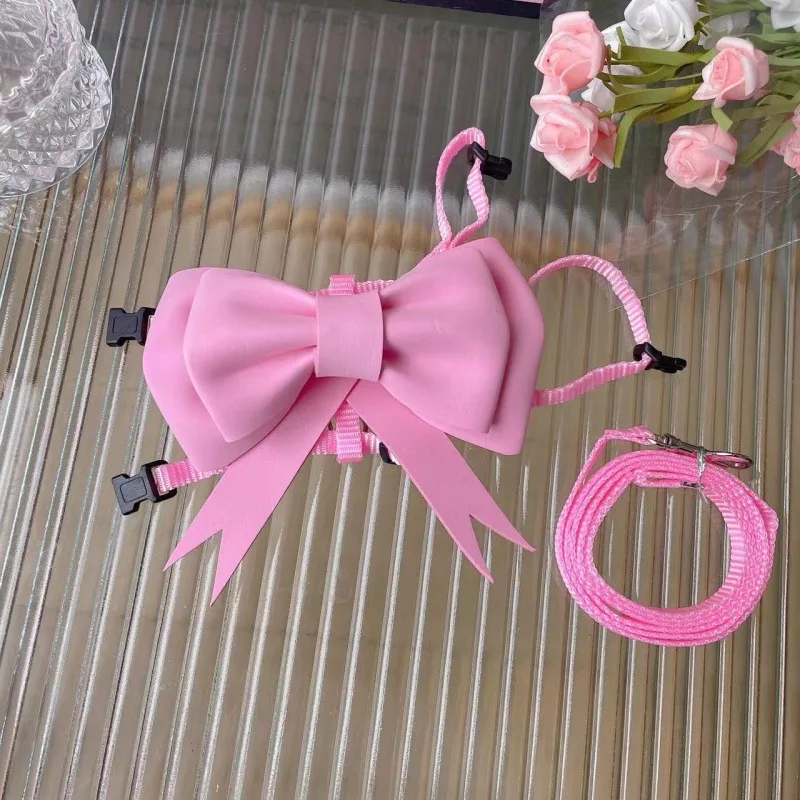 Correa para el pecho con agradable arco para mascotas, para caminar, gatos y perros con cuerda de tracción ajustable, accesorios para perros, collares para mascotas y cachorros - imagen 3