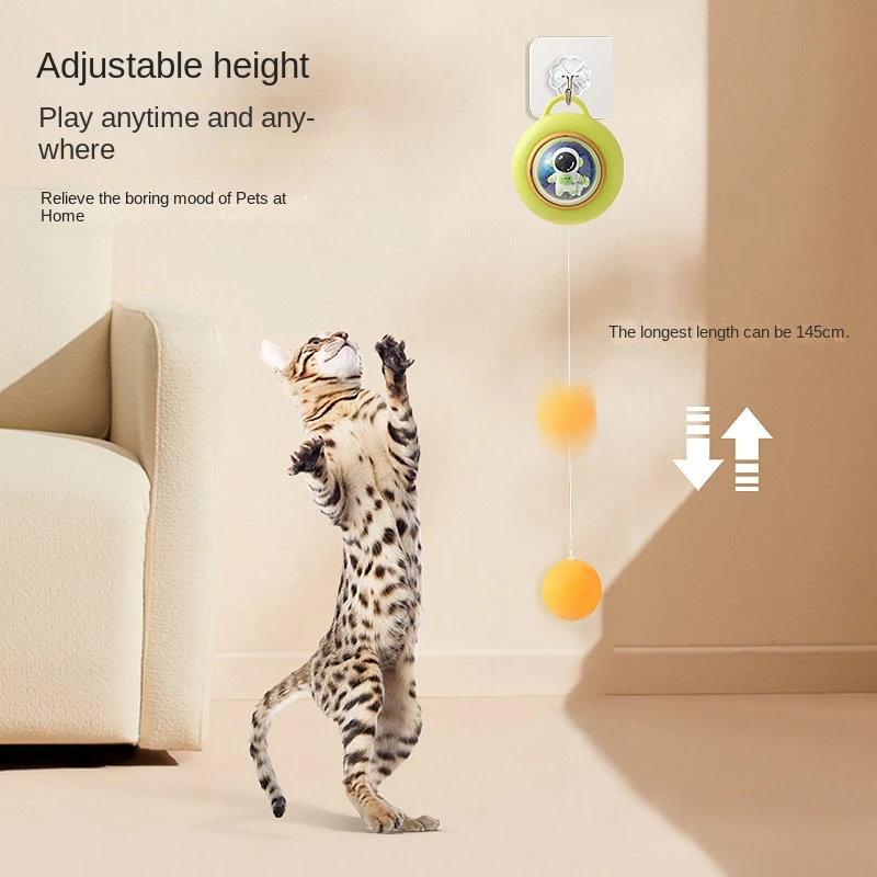 Juguete de entrenamiento de tenis de mesa colgante para mascotas, palo de montar ajustable para gatos, Hi colgante - imagen 4