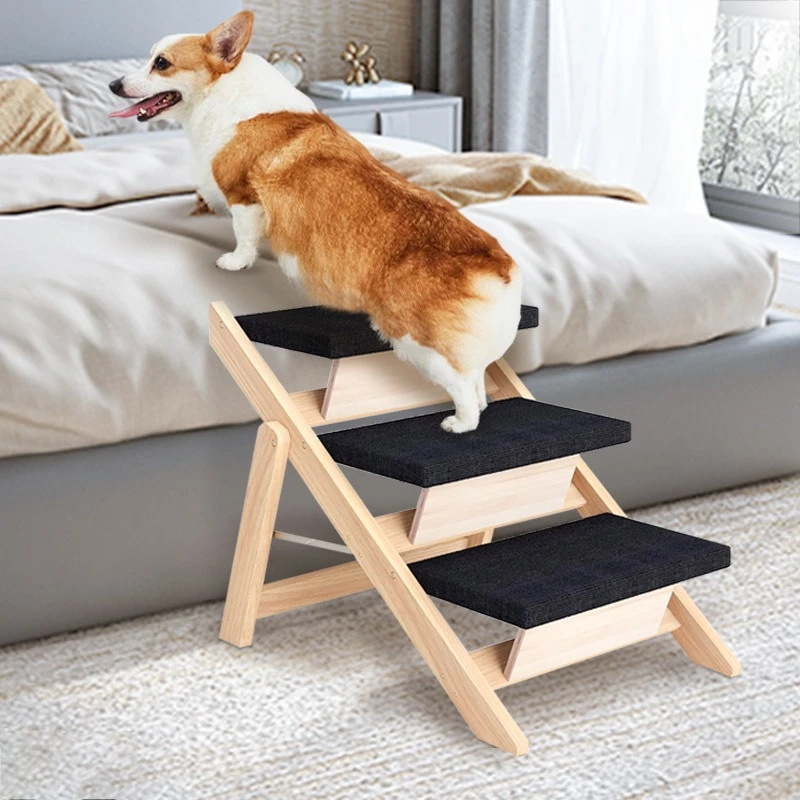 Escaleras de madera para cachorros, accesorios portátiles para escaleras para perros pequeños, escaleras plegables para perros de interior, producto para transportar coches y mascotas