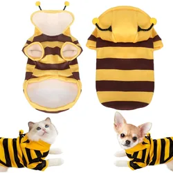 Disfraz de abeja para perros, ropa para perros pequeños, sudaderas con capucha de abeja divertidas y bonitas, suministros para fiesta de Halloween y Pascua para perros pequeños y gatos