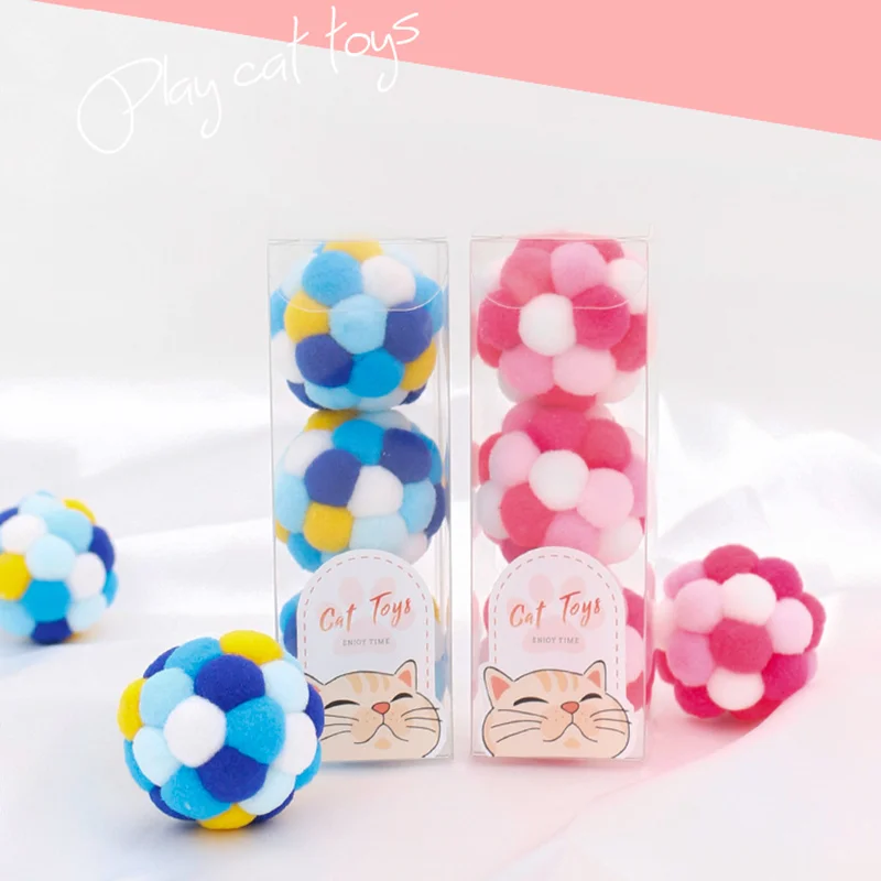 Bola de peluche para gato y perro, juguete con campana de arcoíris, suministros para mascotas, bola silenciosa, bola de hierba gatera navideña, juguete interactivo para gatos, cosas para gatos de peluche