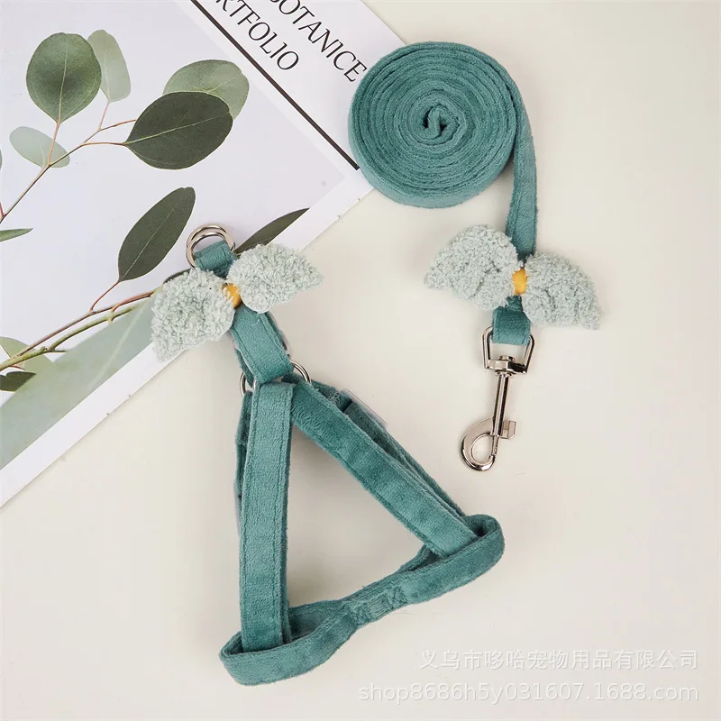 Arnés suave y ajustable a cuadros con lazo para gato, Correa larga para el pecho de perro y Animal pequeño, conjunto de Collar para caminar al aire libre, accesorios para mascotas - imagen 3