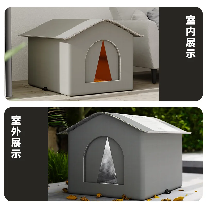 Nido al aire libre para gatos callejeros, protección contra el frío y la lluvia, cuatro estaciones, invierno, gato, invierno, exterior, cálido, perrera, refugio, productos para mascotas - imagen 4