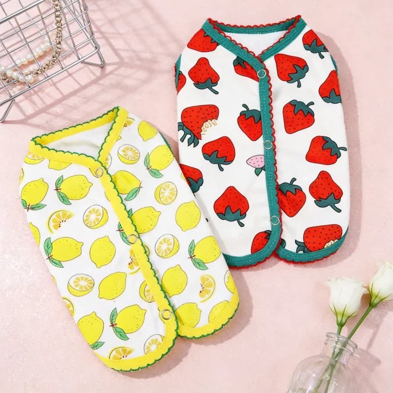 Chaqueta cálida de invierno para perros, abrigo, ropa suave y bonita para perros, chaleco con estampado de frutas para cachorros, chaqueta cárdigan a la moda para gatos, abrigo con capucha para mascotas, disfraz para perros