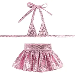 Paquete de bikinis de playa para perros - trajes de sirena brillantes