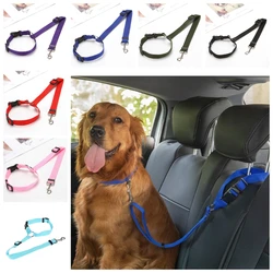 Cinturón de seguridad de coche 2 en 1 para perros, arnés de seguridad ajustable para mascotas para asiento trasero, sujeción y correa de viaje, accesorios para coche para perros y gatos