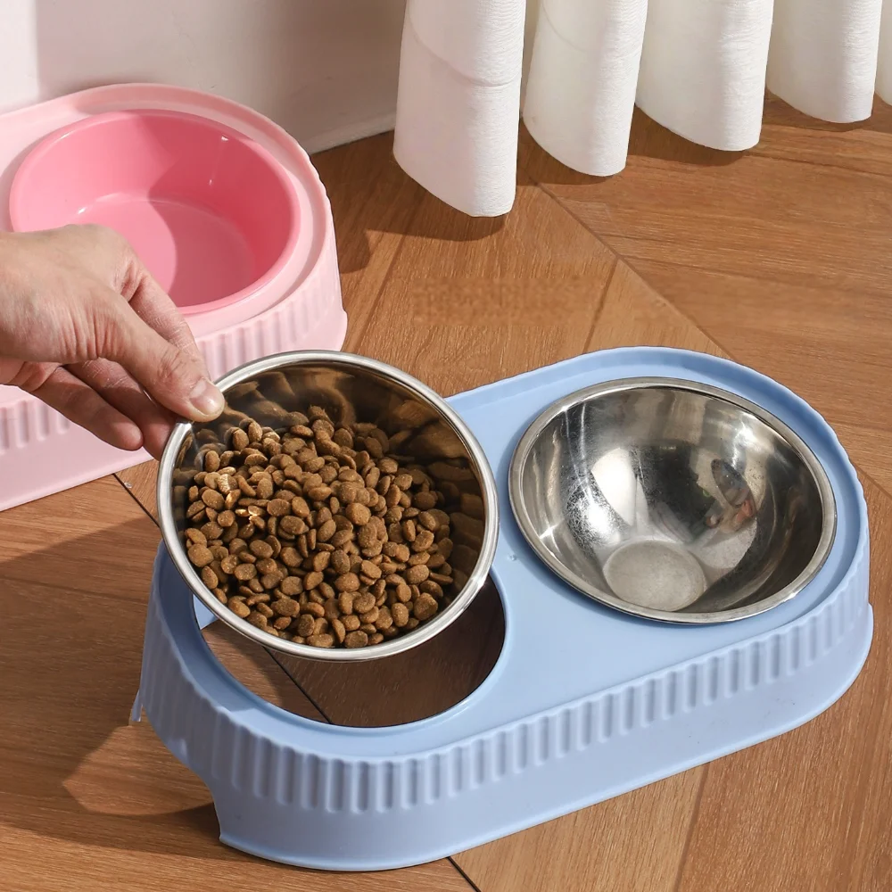 Comedero elevado doble de acero inoxidable para perros y gatos - imagen 5