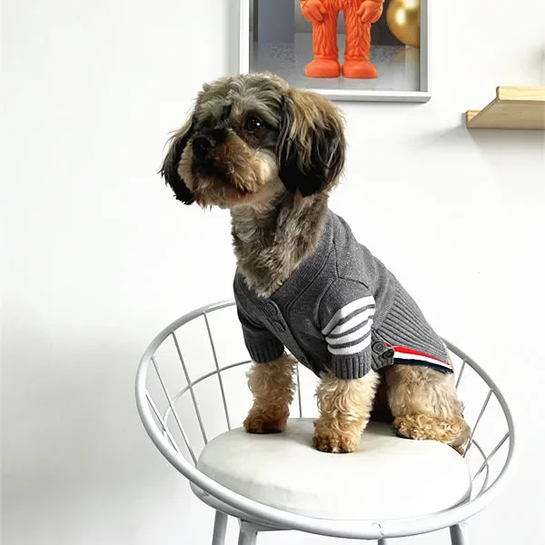 Suéter de moda para mascotas, perro, gato, peluche, gradiente plateado, cárdigan TB, ropa, suministros para perros - imagen 4