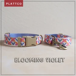Collar y correa para perro violeta con nudo de mariposa