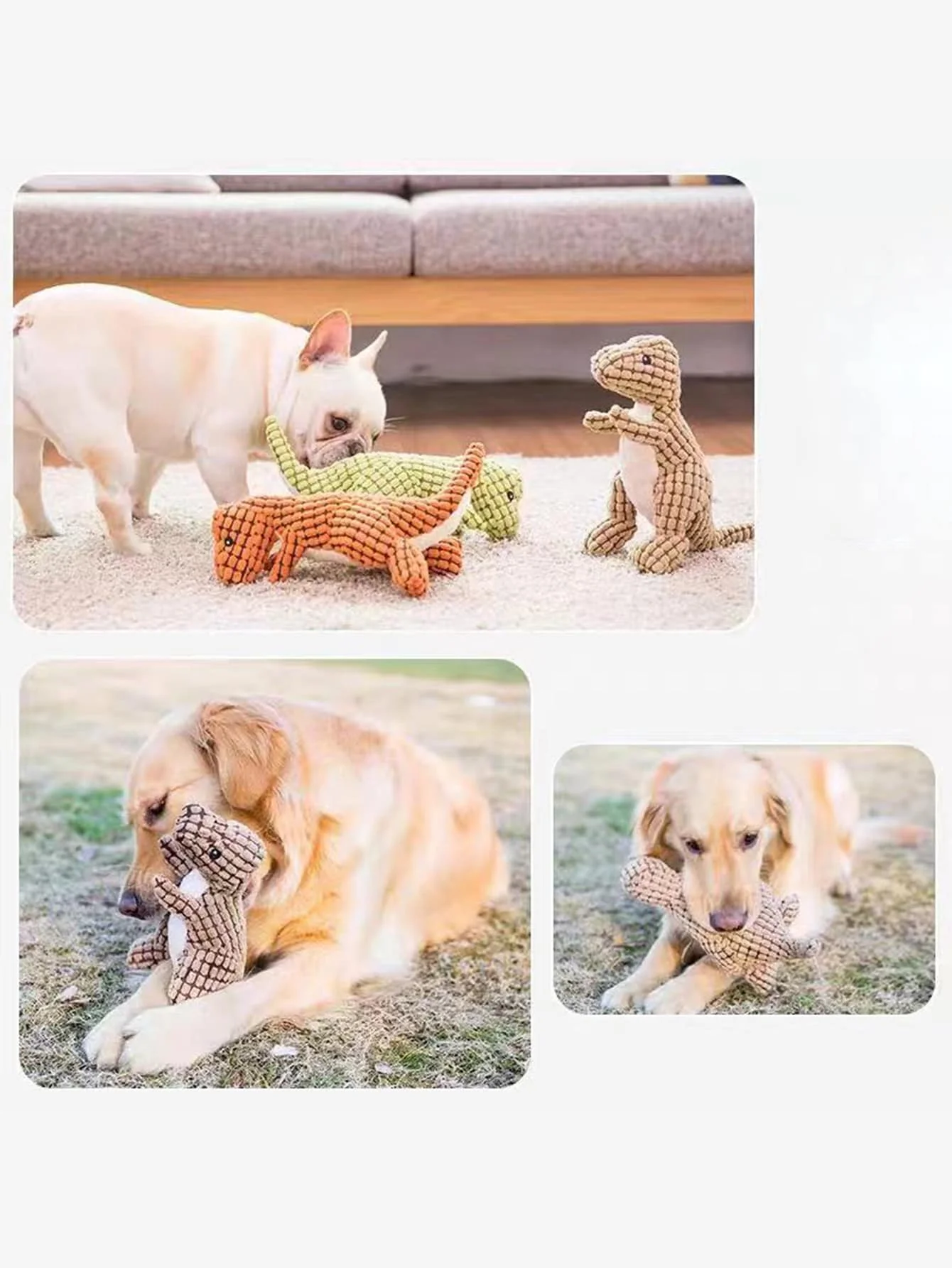 Juguete de peluche chirriante en forma de dinosaurio para perros - imagen 5