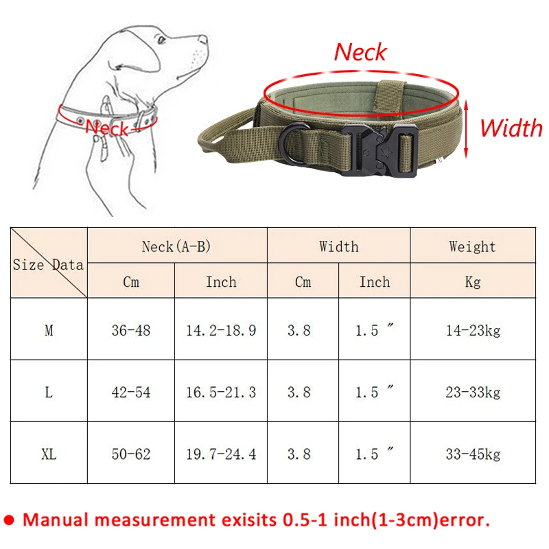 Collar táctico de entrenamiento para perros de policía, correa resistente, accesorios para mascotas para perros medianos y grandes, collares Rottweller belgas Malinois - imagen 2
