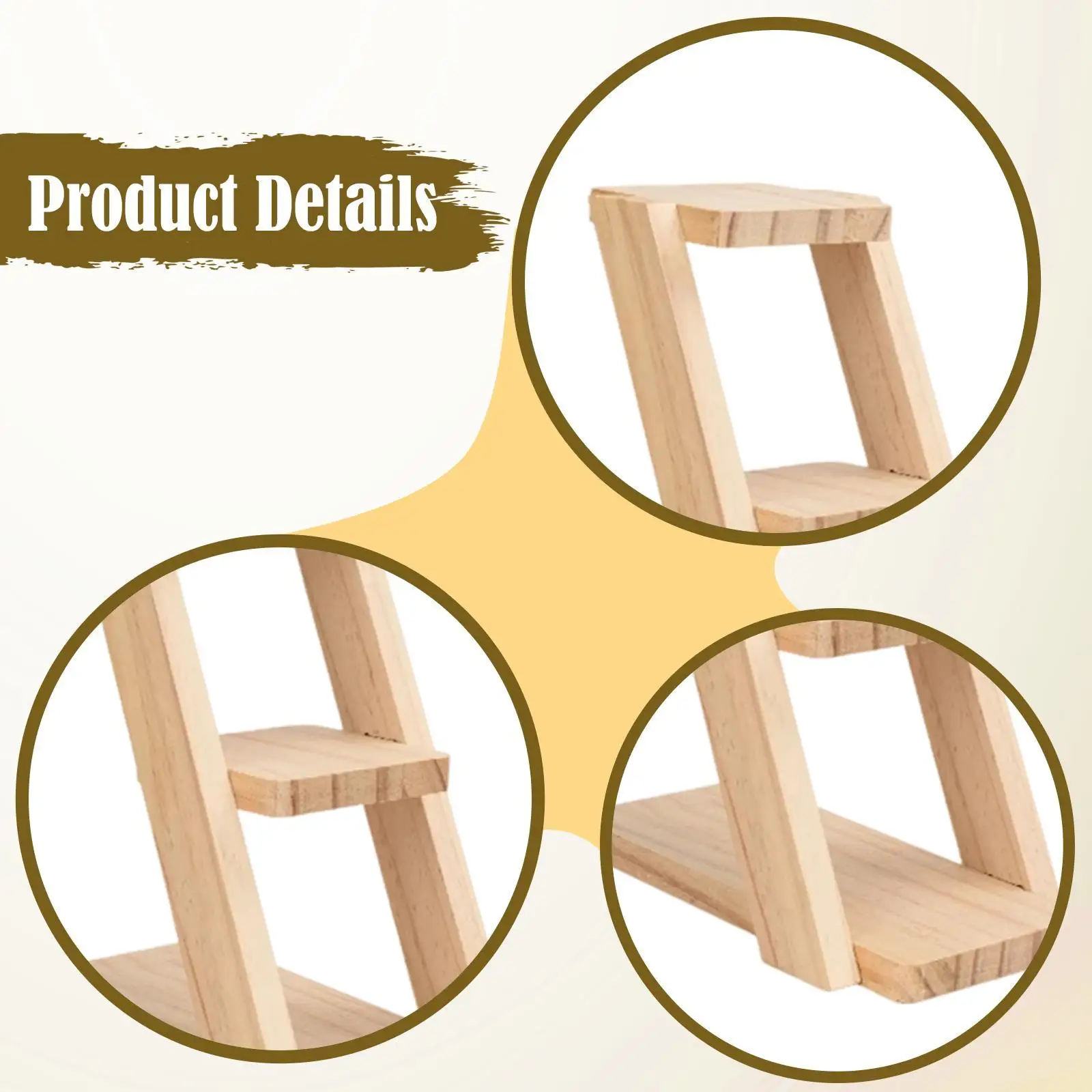 Wood Tabletop Plant Stand 3 Tier for Collectibles Figures Desktop Plant Shelf Display Rack Flower Stand for Desk Garden Bedroom