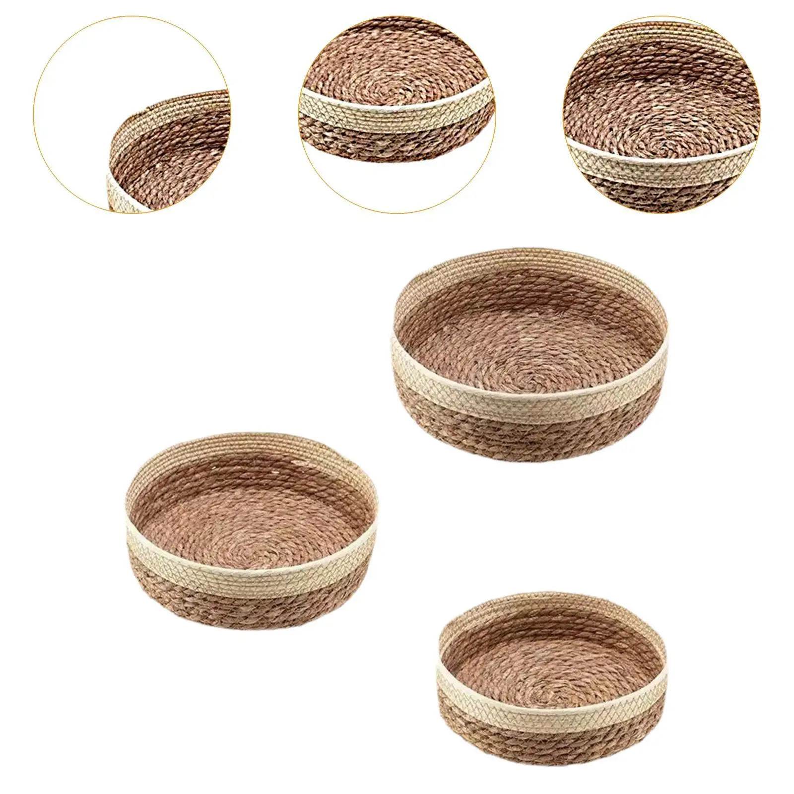 Food Serving Basket Picnic Basket Housewarming Gifts Portable Multifunction Round Storage Basket for Outdoor Camping Bread