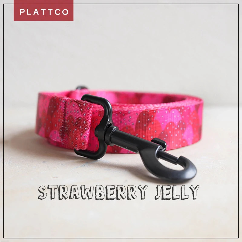 Correa para perro PLATTCO personalizada STRAWBERRY JELLY, correa para cachorros de nailon de imitación para mascotas pequeñas, medianas y grandes, 5 tamaños PDL322