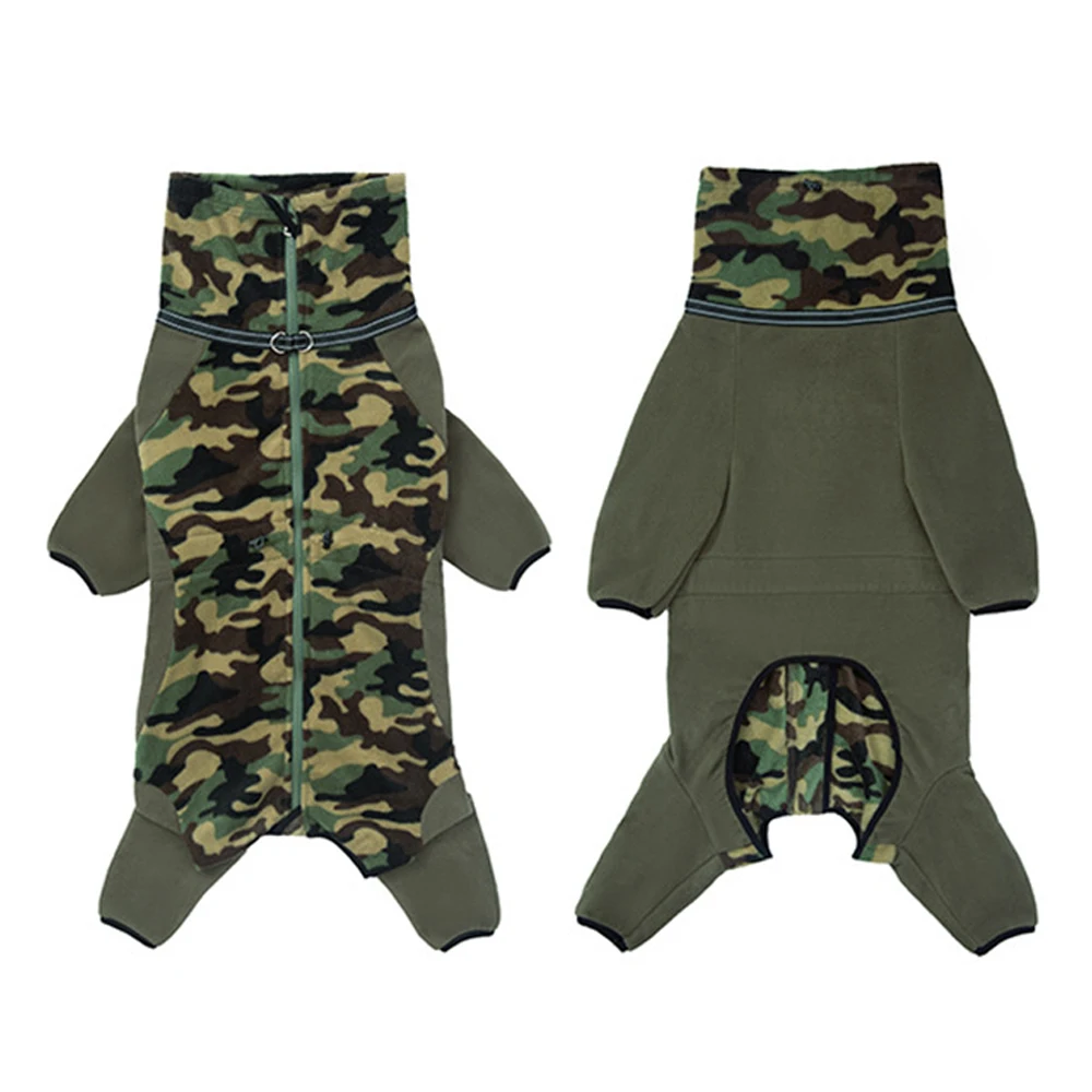 Monos para perros, mono de lana suave y cálido de invierno para perros pequeños, medianos y grandes, abrigo grueso para mascotas con cuello reflectante de 4 patas - imagen 3