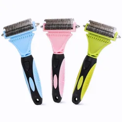 Removedor de pelo para perros, cepillo de acero inoxidable 2 en 1