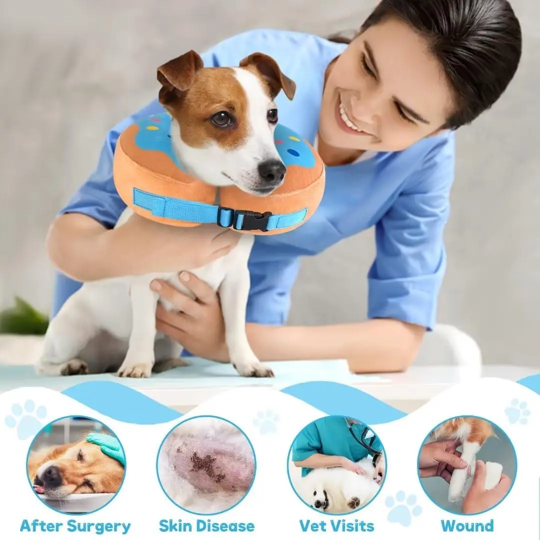 Collar de perro inflable suave, alternativa de cono Elizabeth, Donut de recuperación postoperatoria para perros pequeños a grandes, deja que lamer heridas - imagen 5