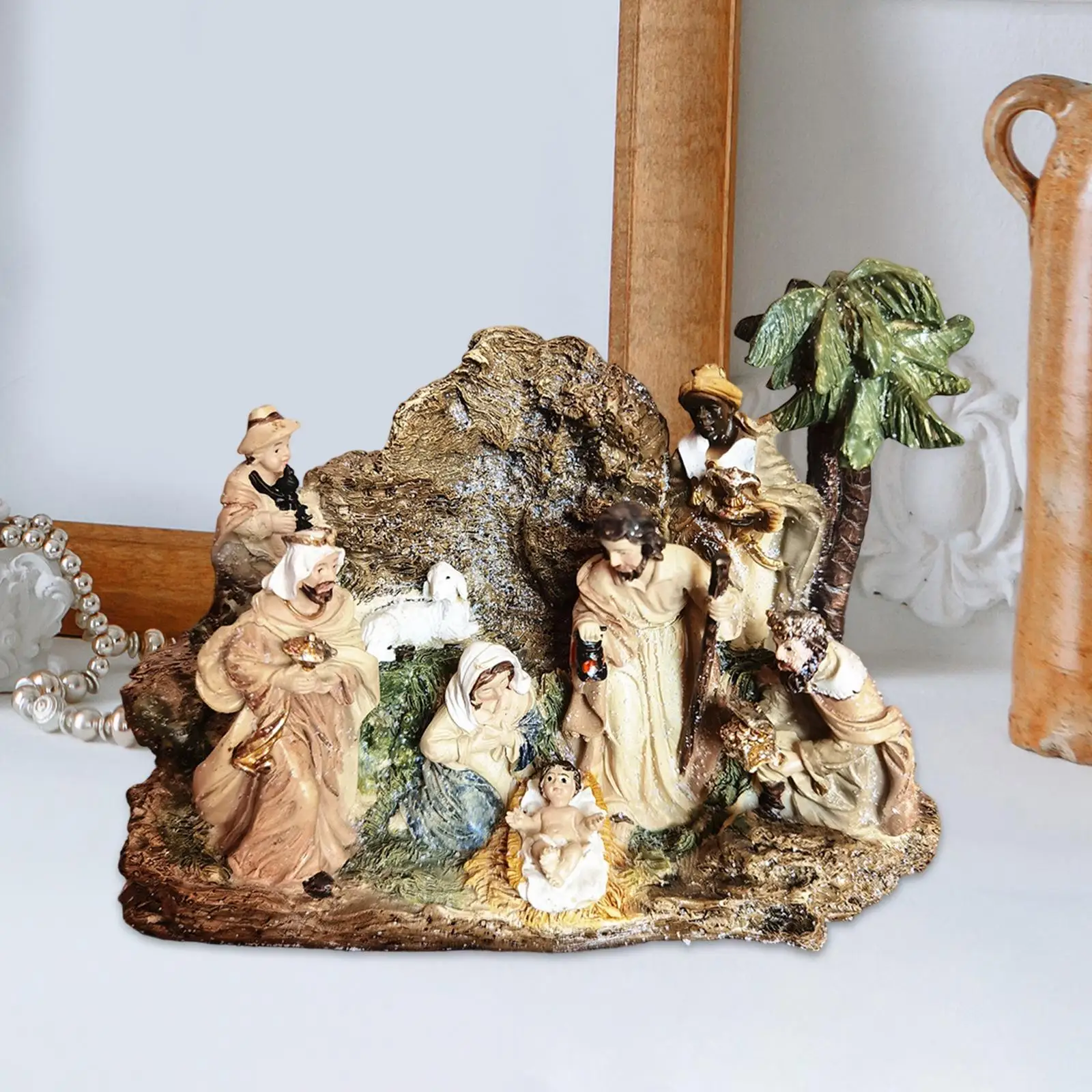 Nativity Figurine Figure Family Figurine Accessories Indoor Decoration Religious Craft Ornaments Sculpture for Countertop Nativity Figurine Figure Family Figurine Accessories Indoor Decoration Religious Craft Ornaments Sculpture for Countertop