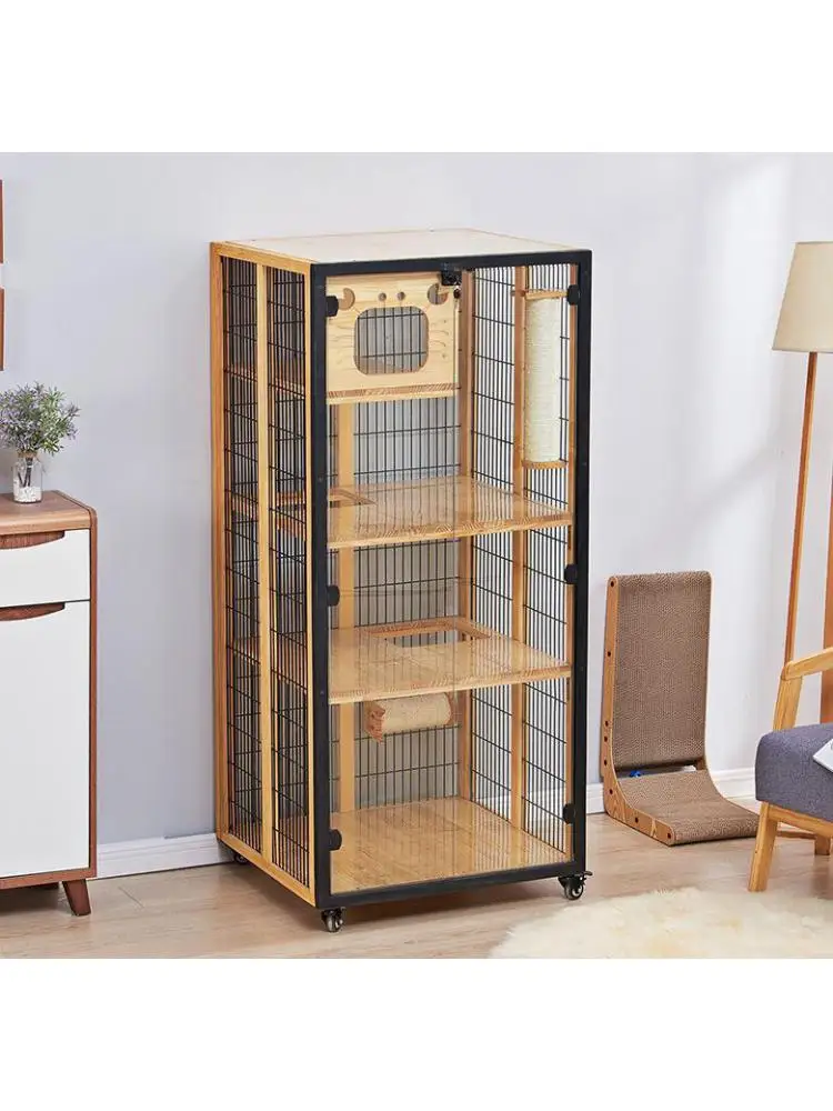 Casa de gato panorámica de cristal, armario de tres capas de madera maciza, jaula de lujo - imagen 2