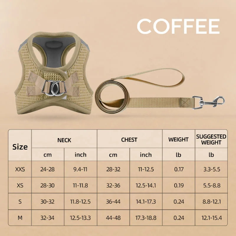 Arnés y correa para perros pequeños y medianos, chaleco para mascotas, ropa, arnés de Yorkshire, Collar, faja transpirable, correa para el pecho para perros - imagen 2