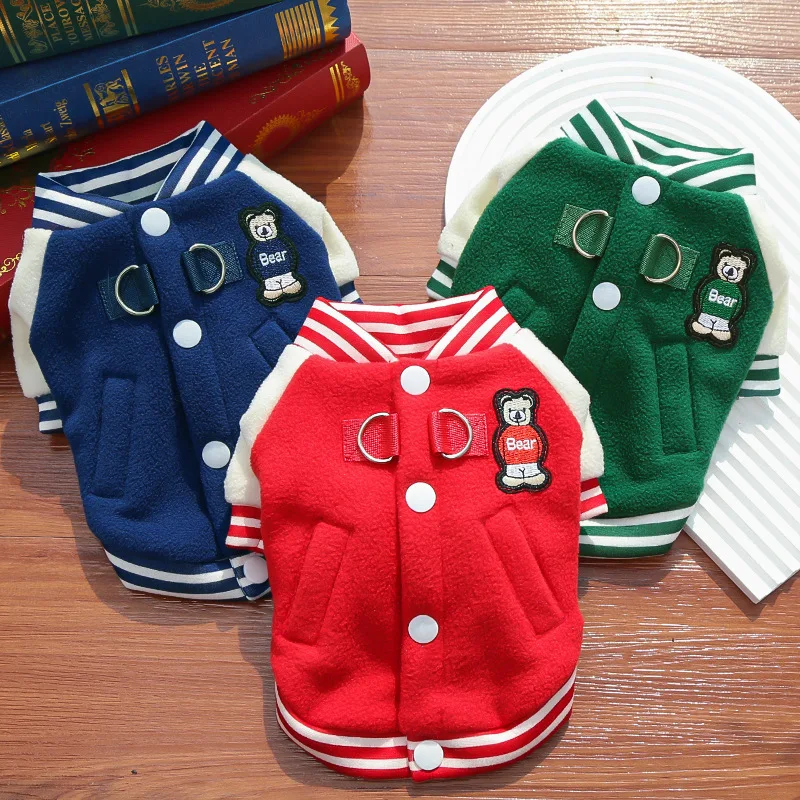 Chaqueta de béisbol para perros, abrigos de invierno de oso a la moda para perros, disfraz para cachorros, ropa para gatos, artículos para Chihuahua Bichon Dachshund, ropa para perros