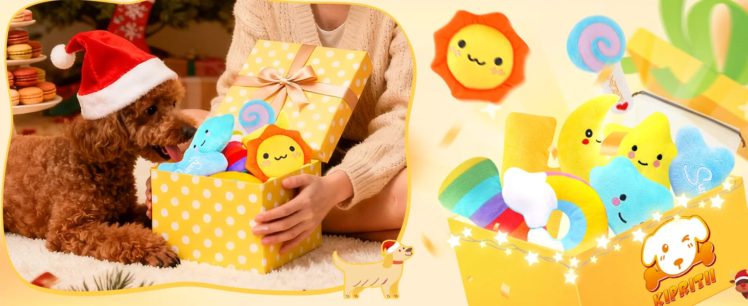 Juguetes de peluche variados para perros