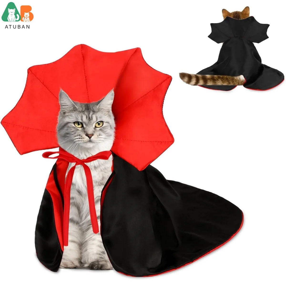 Atuban Katze Vampir Umhang lustige Hund Halloween Kostüme Hund Mantel Kleidung Haustier Kleidung Vampir Umhang für Katze Welpen kleinen Hund