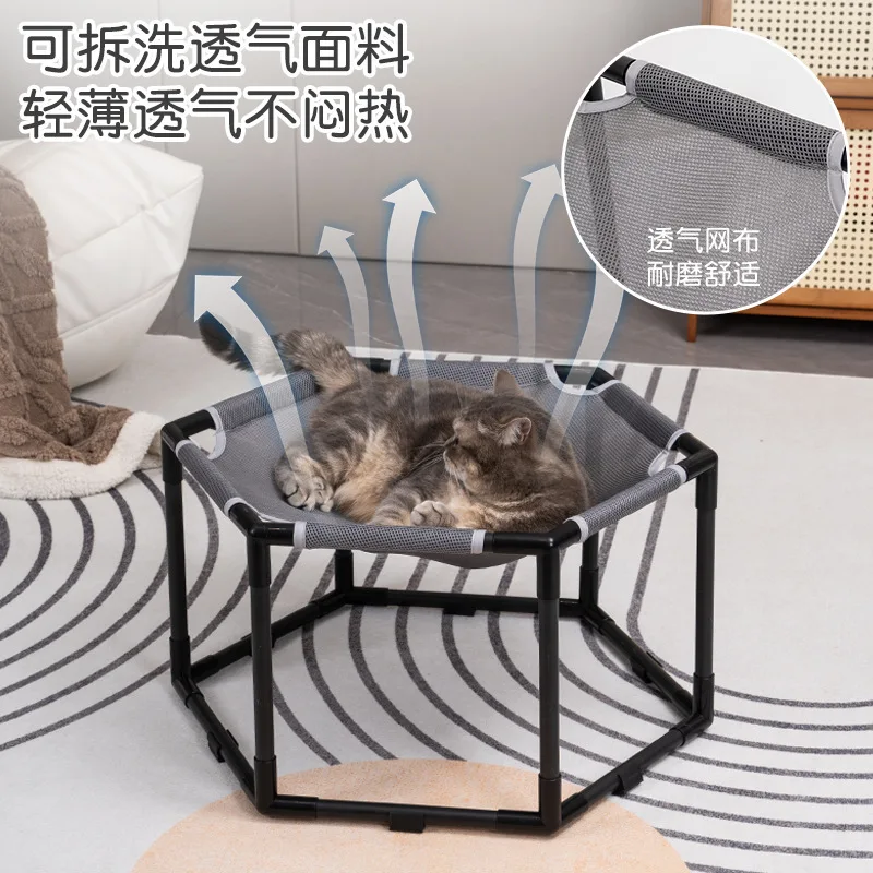 Cama para gatos, perrera a prueba de humedad fuera del suelo, para las cuatro estaciones, extraíble y lavable, sin cama plegable para mascotas, suministros para mascotas - imagen 2