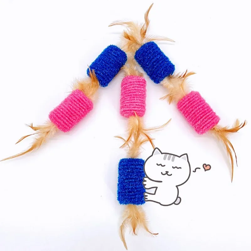 Juguete para gatos, juguetes elásticos de primavera para gatos, juguetes interactivos de plumas para gatos, juguete para gatos con plumas de primavera para palos, productos para mascotas - imagen 2