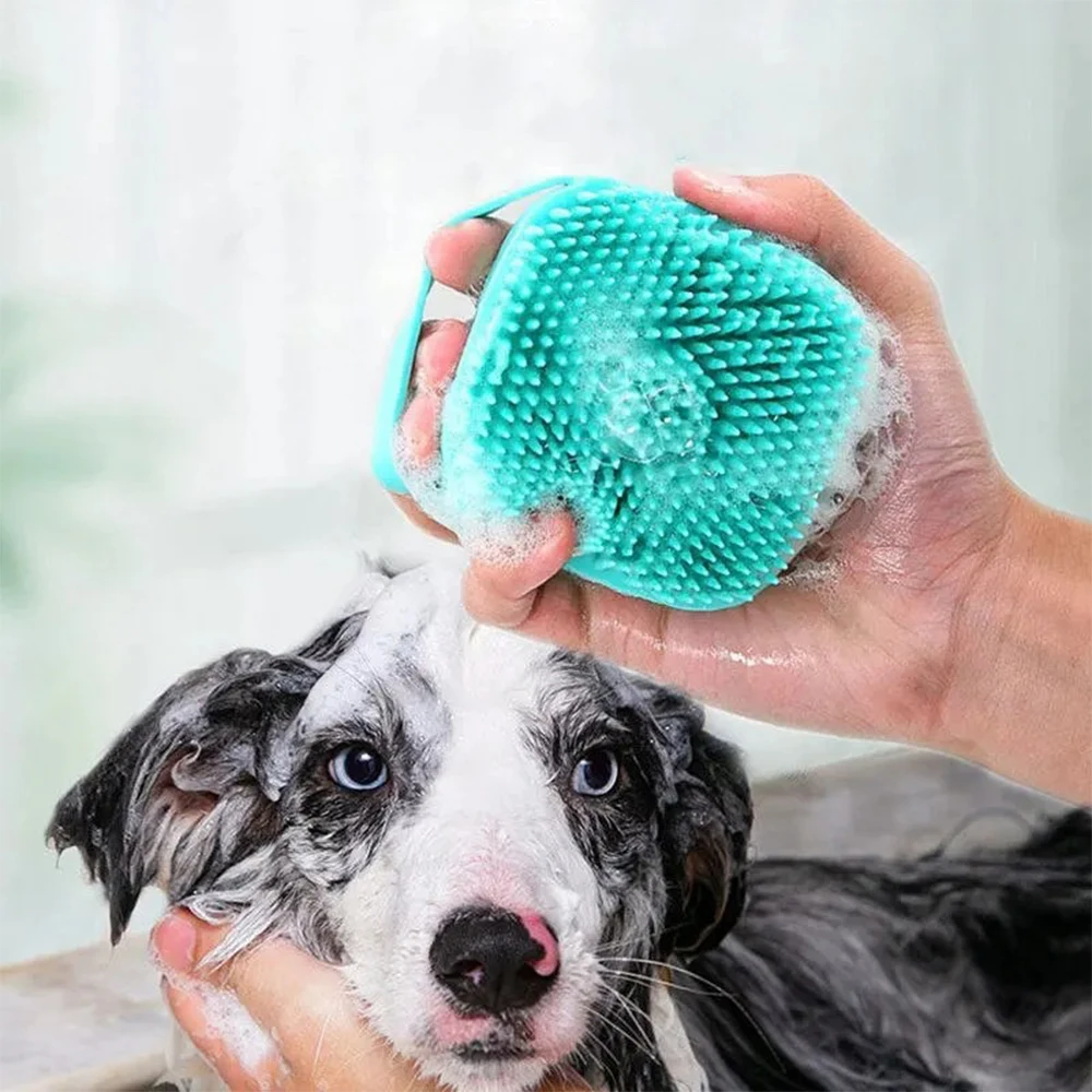 Cepillo de baño para mascotas, masajeador de silicona suave, Gel de ducha, cepillo de baño, Herramientas de limpieza, peine, guantes, suministros de aseo para perros y gatos, accesorios - imagen 3