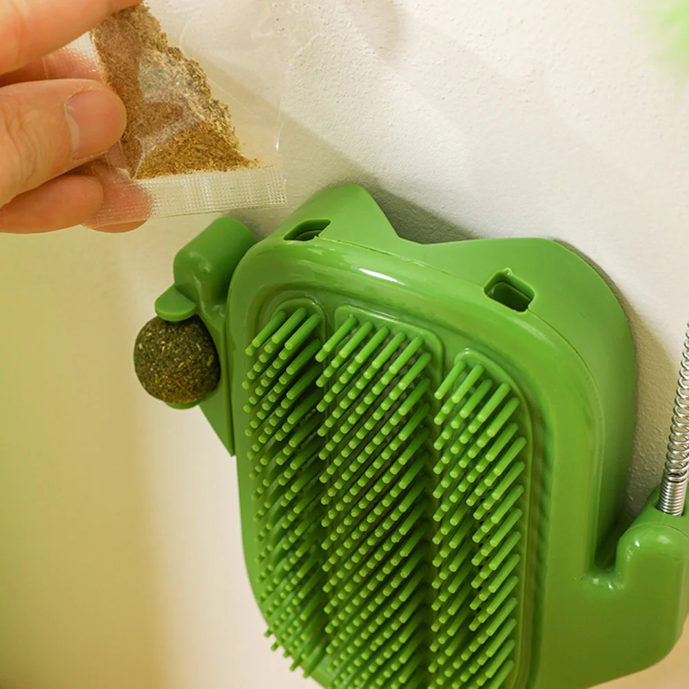 Rascador y goma para el pelo para gatos, Cactus para mascotas: juguete para gatos con palo de teaser y bola de menta, juguete interactivo de plástico para gatos para diversión y aseo - imagen 2