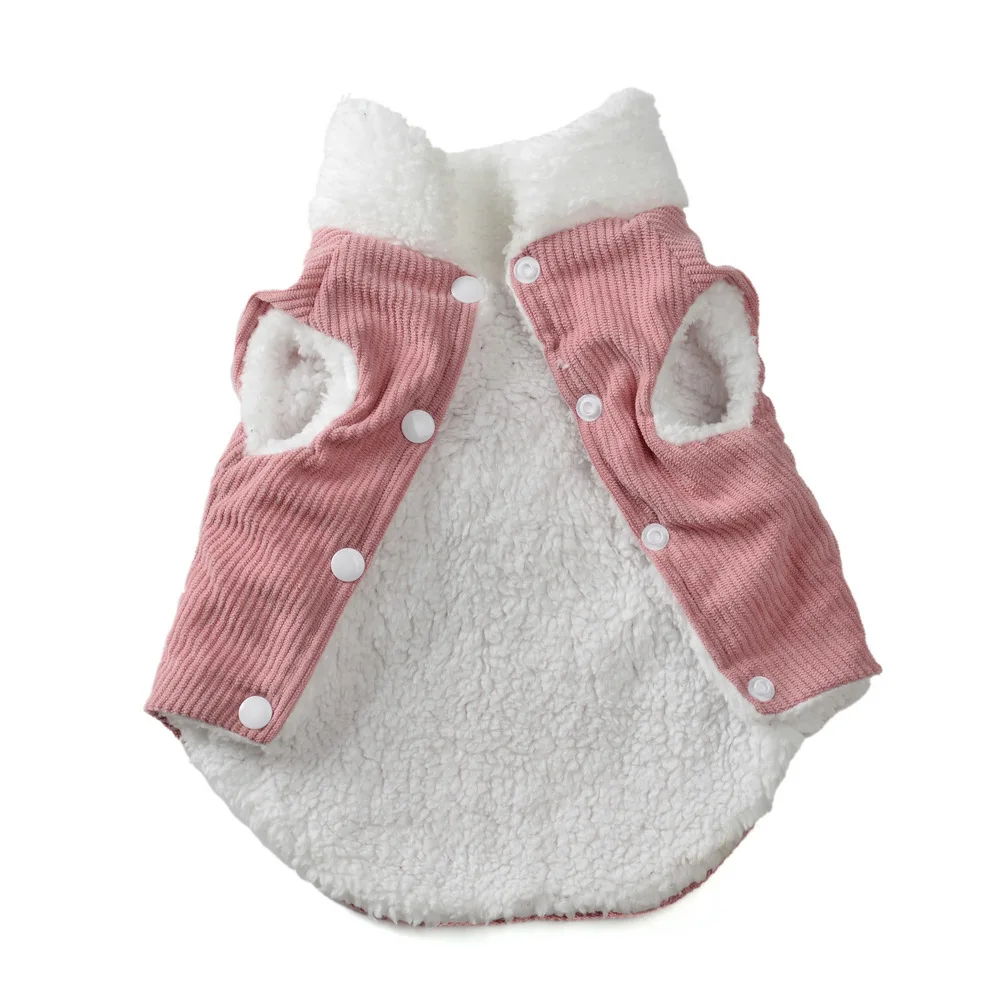 Ropa de pana para perros, chaleco de invierno para cachorros, ropa, abrigo con lazo rosa y gris, chaqueta para perros pequeños y medianos, perro salchicha, Chihuahua XXL - imagen 3