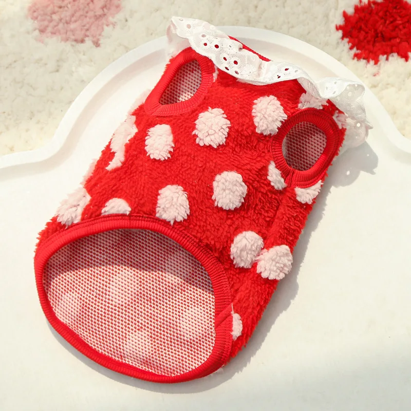 Sudaderas con capucha de lana, jerseys con cuello de encaje para invierno, ropa para perros pequeños, sudadera para cachorros Yorkie Chihuahua, suéter XXL - imagen 2