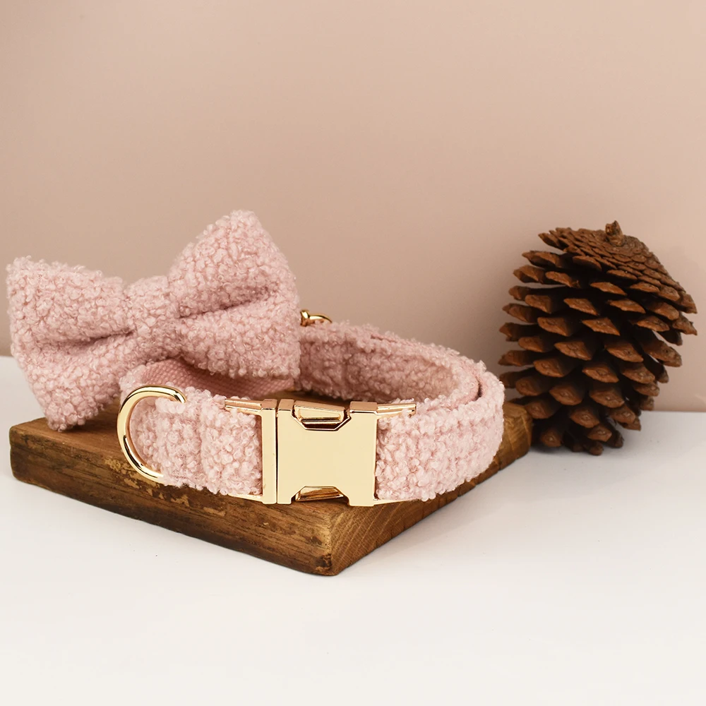 Collar para perro mascota, collar de tela hecho a mano, suministros para perros, accesorios tejidos, conjunto de Navidad para Otoño e Invierno, peluche 01 - imagen 4
