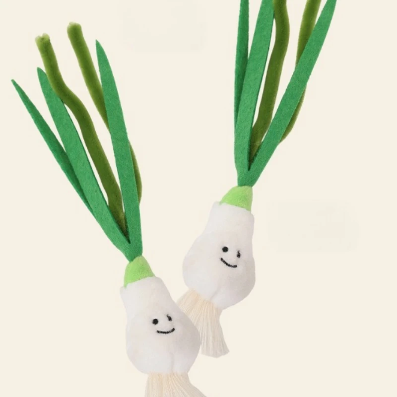 Juguete de peluche para masticar para gatos, cebollino simulado interactivo, lindo gatito chirriante, accesorios para gatos resistentes a mordeduras