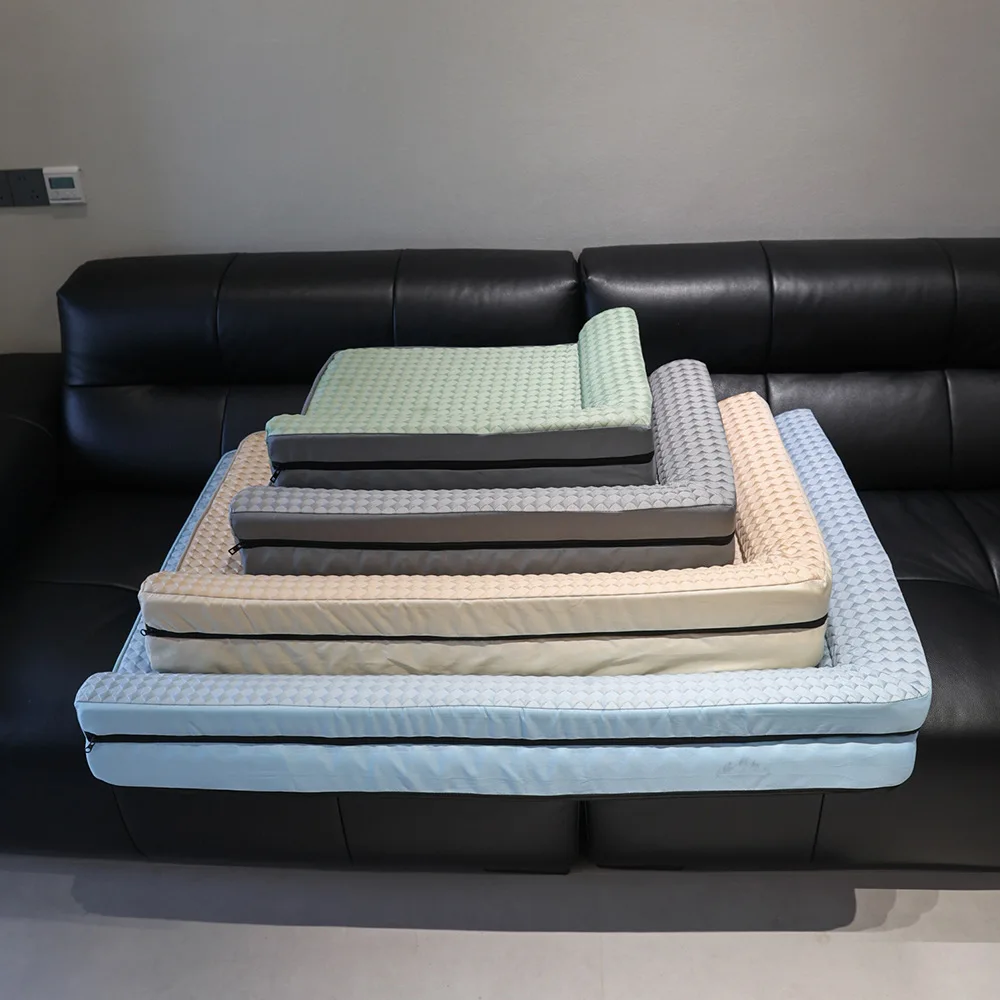 Cama grande transpirable para perros, cama antideslizante para gatos con almohada, tela de seda helada, cojín para perros pequeños, primavera y verano - imagen 3