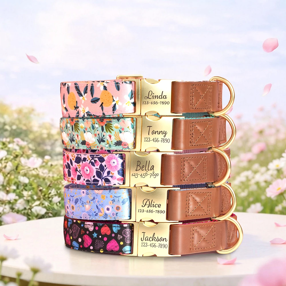Collar personalizado floral en nailon para perros de todos los tamaños - imagen 5